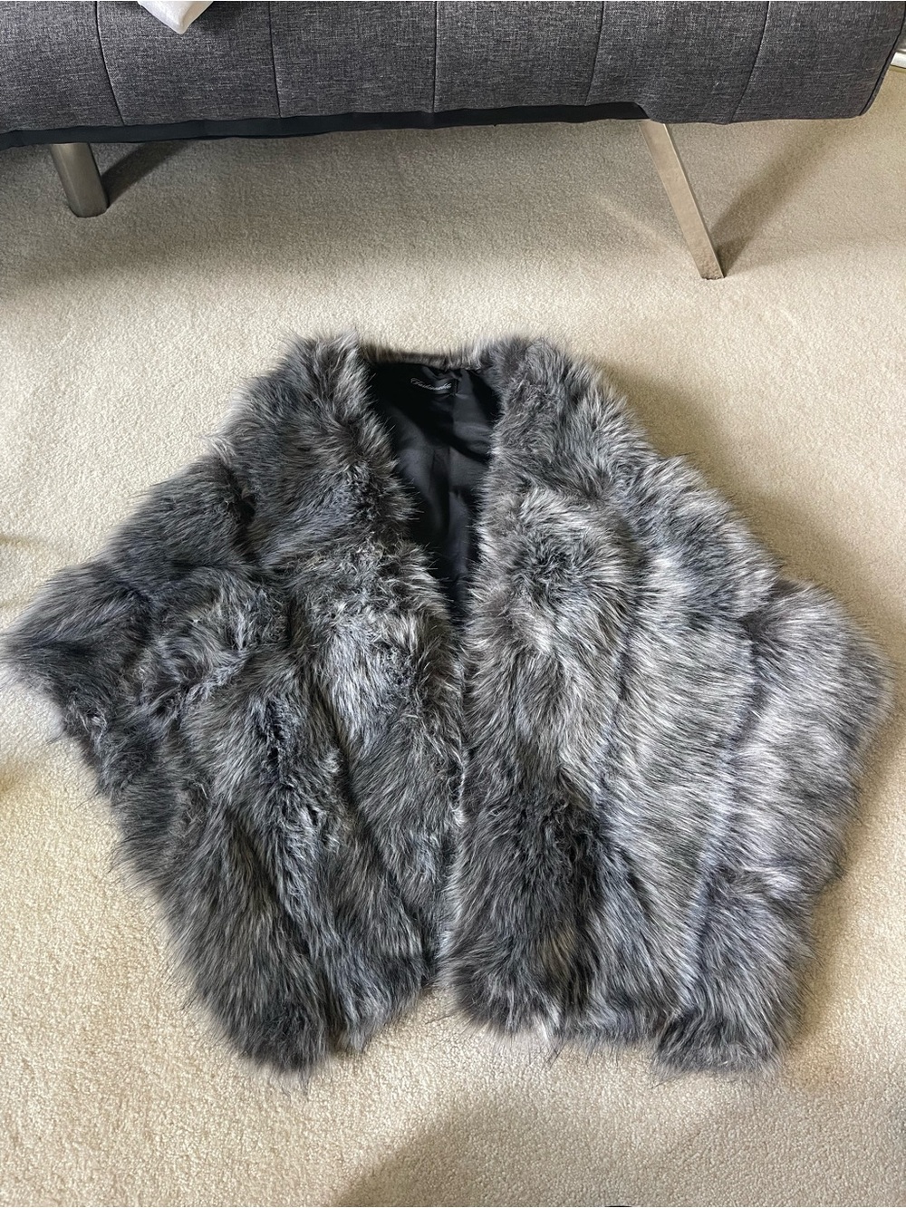 Gray Faux Fur Shrug
